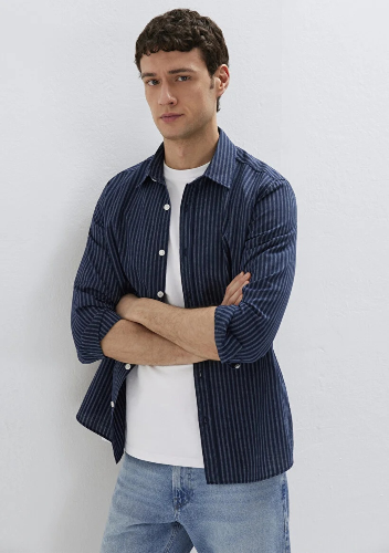 Resim Mavi Erkek  Uzun Kol Gömlek M0212004-91566