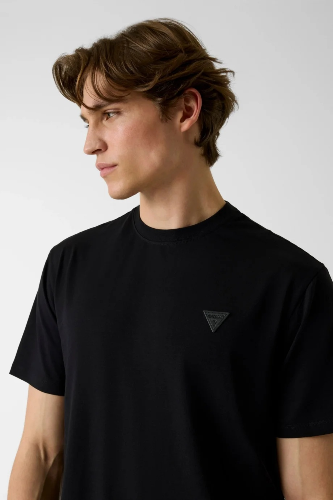 Resim Guess  Erkek  T-shirt M6GI21K3053-JBLK Cn Ss Small Patch Cotton Modal