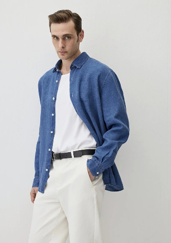 Resim Mavi Erkek Uzun Kol Gömlek M0211914-18790