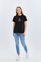 Resim Viole&More Kadın T-Shirt Yk22 Cherry Baskılı