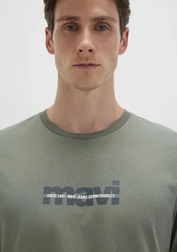 Resim Mavi Baskılı Erkek T-shirt M0610943-80692