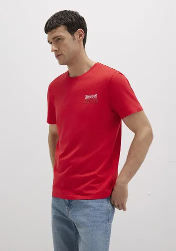 Resim Mavi Baskılı Erkek T-shirt M066841-33099
