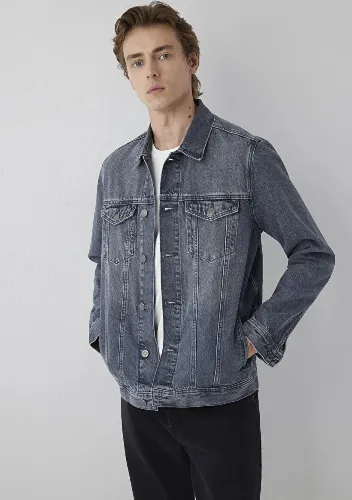 Resim Mavi Erkek Jean Ceket M010143-A4066