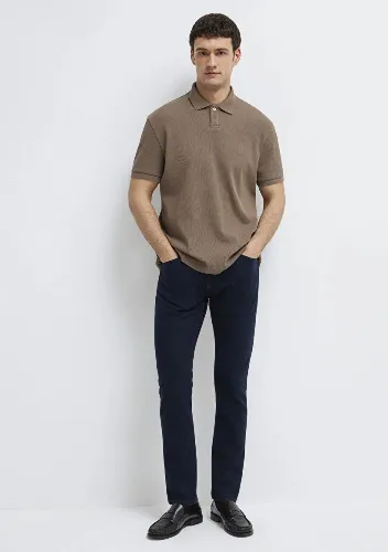 Resim Mavi Polo Yaka Erkek T-shirt M0613126-83866