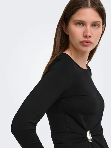 Resim Only Onlelena L/S Boatneck Metal Top Jrs Noos Kadın T-shirt 15380314