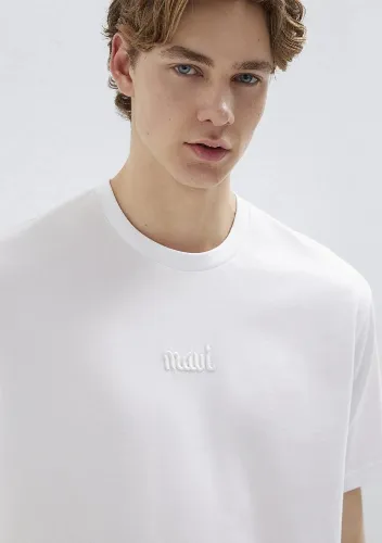 Resim Mavi Erkek Mavi Baskılı T-Shirt M0610100-620