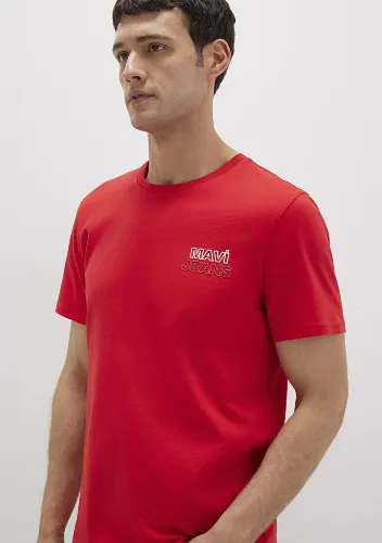 Resim Mavi Baskılı Erkek T-shirt M066841-33099