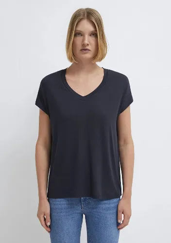 Resim Mavi Kadın Basıc V Yaka T-Shirt M167714-85315