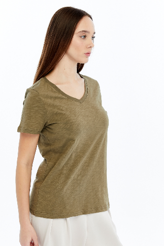 Resim Viole&More 1002 Flamlı  V Yaka Kadın T-shirt