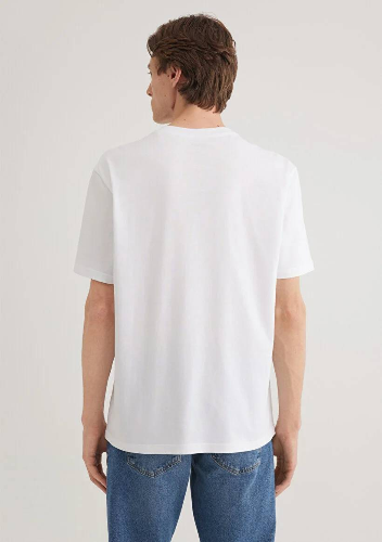 Resim Mavi Tişört Beyaz Erkek T-Shirt M0612468-620
