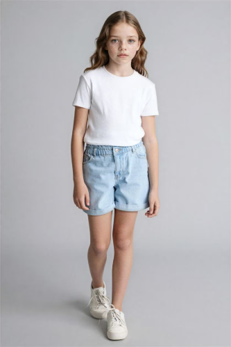 Resim Defacto Kız Çocuk Kot&Kanvas Şort B8113A8/NM63