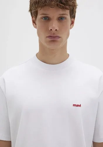 Resim Mavi Baskılı Erkek T-Shirt M0612216-620