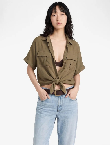 Resim Koton Kadın Kısa Kol Gömlek 6SAL60005IW