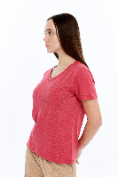 Resim Viole&More 1001 Flamlı Cepli V Yaka Kadın T-shirt