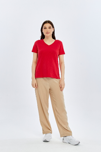 Resim Viole&More 1002 Flamlı  V Yaka Kadın T-shirt