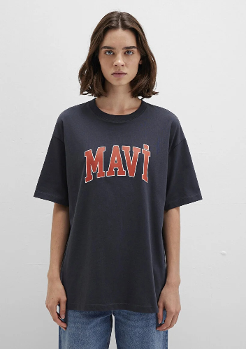 Resim Mavi Baskılı Kadın T-shirt M1600843-82185