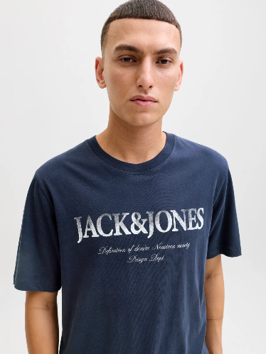 Resim Jack & Jones Jjdevın Daytona Prınt Tee Ss Crew Ln Erkek T-Shirt 12290173