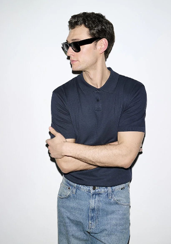 Resim Mavi Polo Yaka Erkek T-shirt M0613163-83699