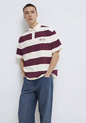 Resim Mavi Polo Yaka Erkek T-shirt M0613174-70670