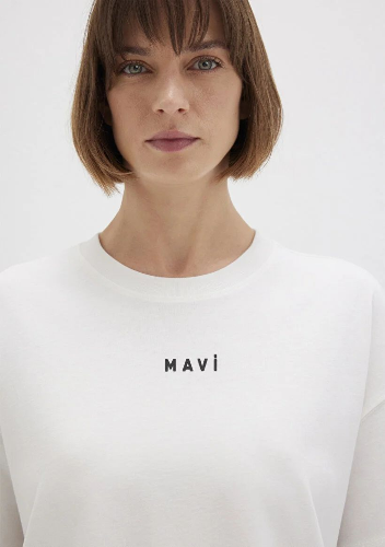 Resim Mavi Mavı Baskılı Kadın T-Shirt M1612518-70057