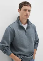 Resim Mavi Yarım Fermuarlı Erkek Sweat M0S10278-80889