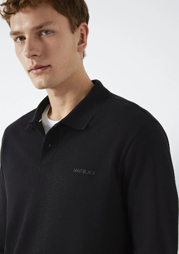 Resim Mavi Polo Yaka Erkek T-shirt M0613154-900