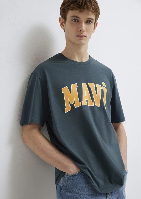 Resim Mavi Logo Tişört Yosun Yeşili Erkek T-Shirt M0611711-71598