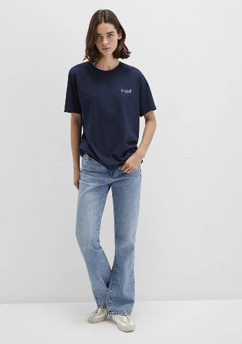 Resim Mavi Kısa Kollu Kadın T-Shirt M1611309-70490