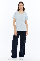 Resim Viole&More 1001 Flamlı Cepli V Yaka Kadın T-shirt