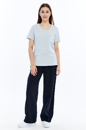 Resim Viole&More 1001 Flamlı Cepli V Yaka Kadın T-shirt