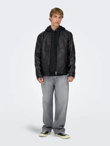 Resim Only & Sons Onsmike Pu Racer Jacket Otw Vd Noos Erkek Deri Mont Ve Ceket 22012339