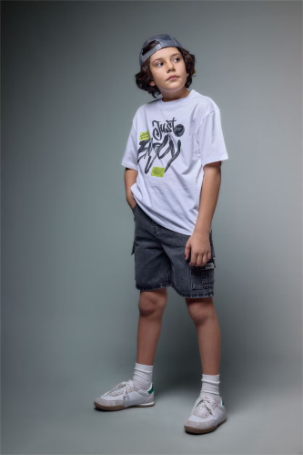 Resim Defacto Erkek Çocuk Kot&Kanvas Şort G9738A8/NM55