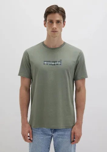 Resim Mavi Baskılı Erkek T-shirt M0610943-80692