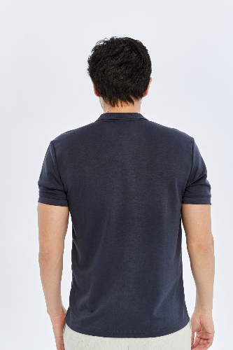 Resim Paul&More Erkek T-Shirt Modal Yarım Fermuarlı Polo Yaka
