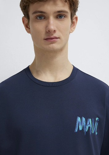 Resim Mavi Tişört Gece Lacivert Erkek T-Shirt M0612468-70490