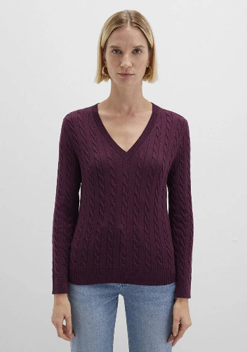 Resim Mavi V Yaka Kadın Kazak M1710340-87830