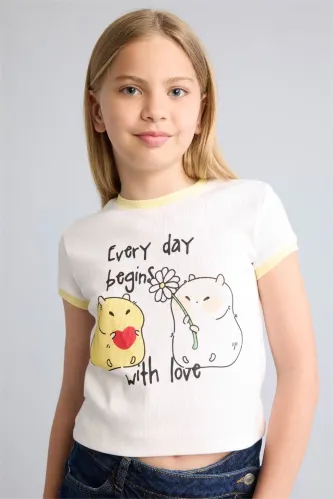 Resim Defacto Kız Çocuk T-shirt H8190A8/WT34