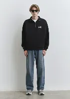 Resim Mavi Yarım Fermuarlı Erkek Sweat M0S10208-900