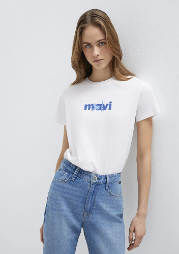 Resim Mavi Baskılı Kadın T-Shirt M1613287-620