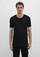 Resim Mavi V Yaka Erkek T-Shirt M063748-900