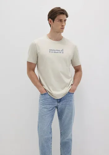 Resim Mavi Baskılı Erkek T-shirt M0610943-70144