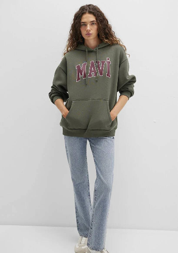 Resim Mavi Logo Kapüşonlu Kadın Sweat M1600361-71581