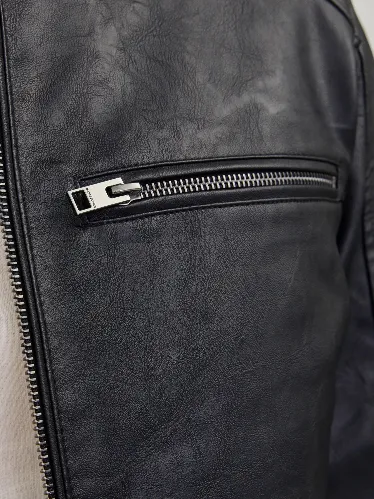 Resim Jack & Jones Jjedylan Pu Bıker Jacket Noos Erkek Deri Mont  ve Ceket 12261196