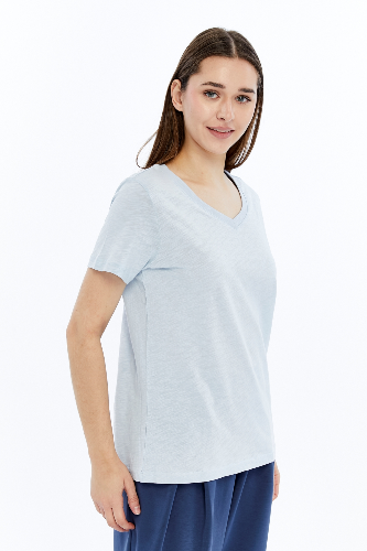 Resim Viole&More 1002 Flamlı  V Yaka Kadın T-shirt