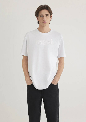 Resim Mavi Logo Tişört Beyaz Erkek T-Shirt M0611807-620