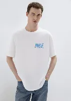 Resim Mavi Tişört Beyaz Erkek T-Shirt M0612468-620