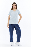 Resim Viole&More 1002 Flamlı  V Yaka Kadın T-shirt