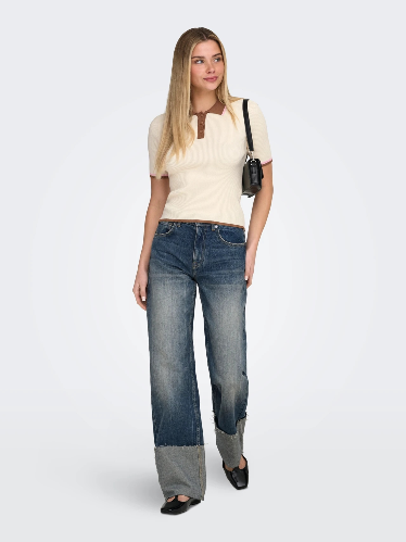 Resim Only Onlmeddı Ss Contrast Polo Cc Knt Kadın T-Shirt 15363165