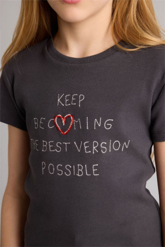 Resim Defacto Kız Çocuk T-shirt H5294A8/AR138