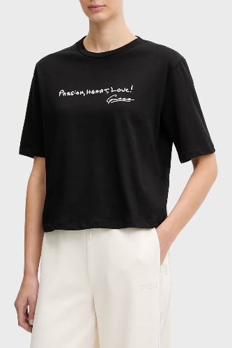 Resim Guess Athleisure  Kadın  T-shirt V6RI09I3Z14-JBLK Sophıe Cn Ss T-Shırt